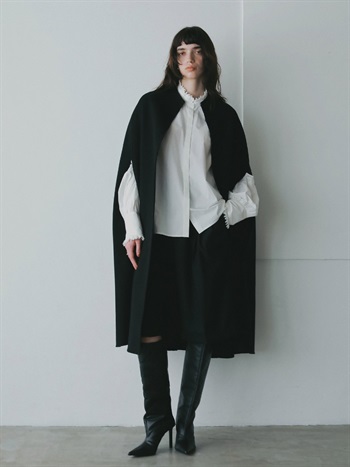 カシミヤブレンドロングケープ [Preorder]