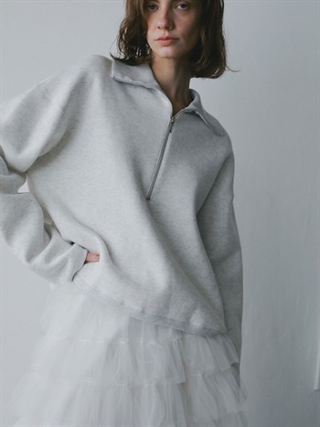 ビッグカラーハーフジッププルオーバー(12ライトグレー-フリー)