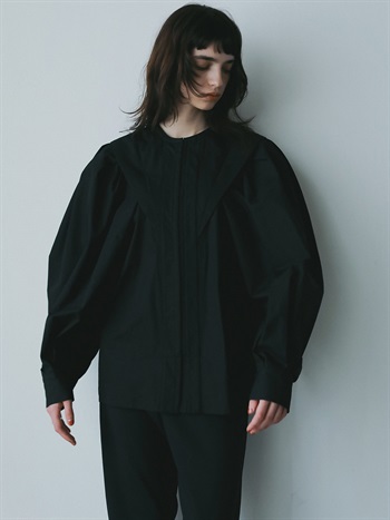 コットンタックバルーンスリーブブラウス(00ブラック-フリー)