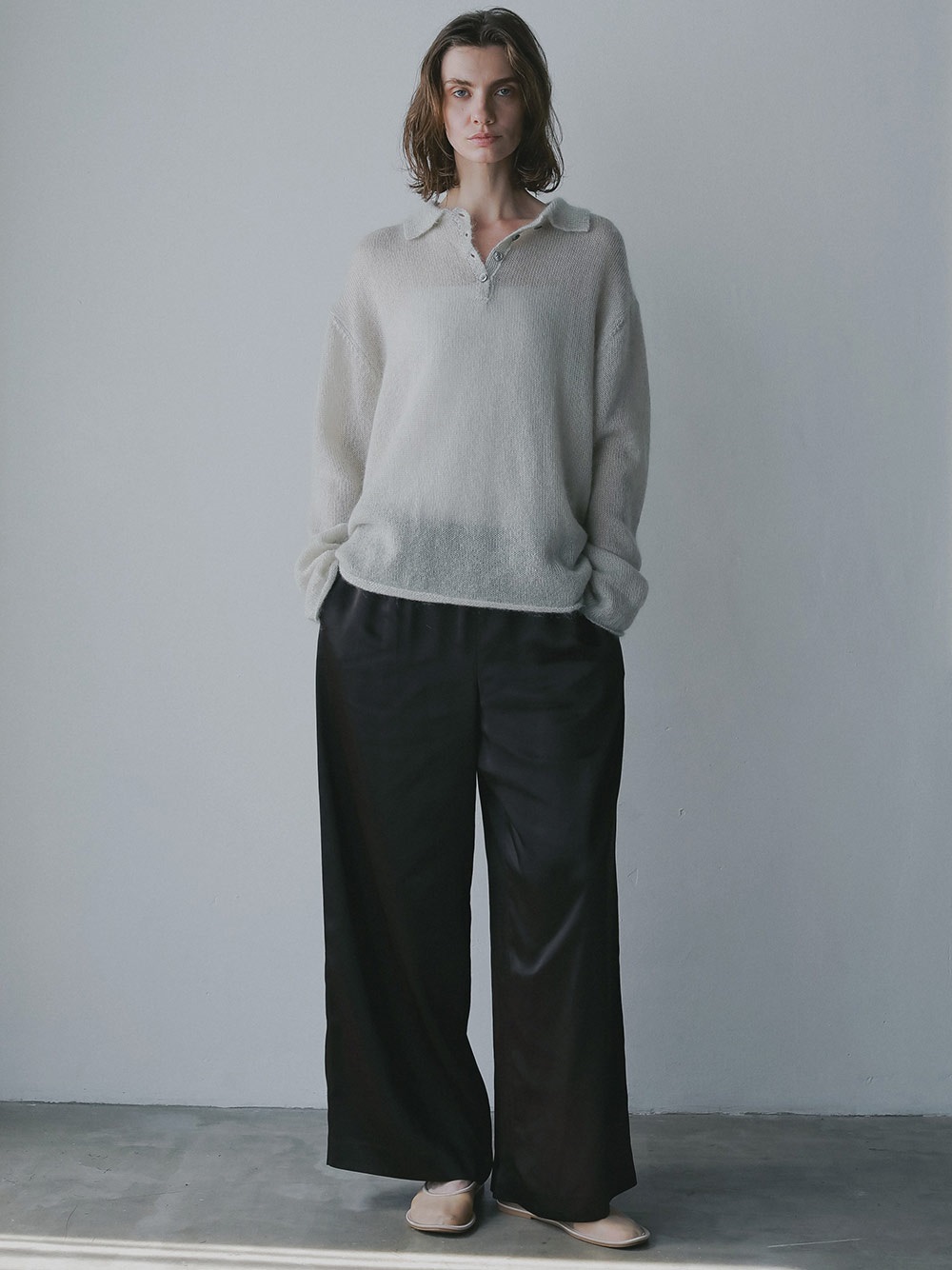 グロッシーサテンワイドパンツ(81チャ-１)