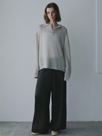 グロッシーサテンワイドパンツ