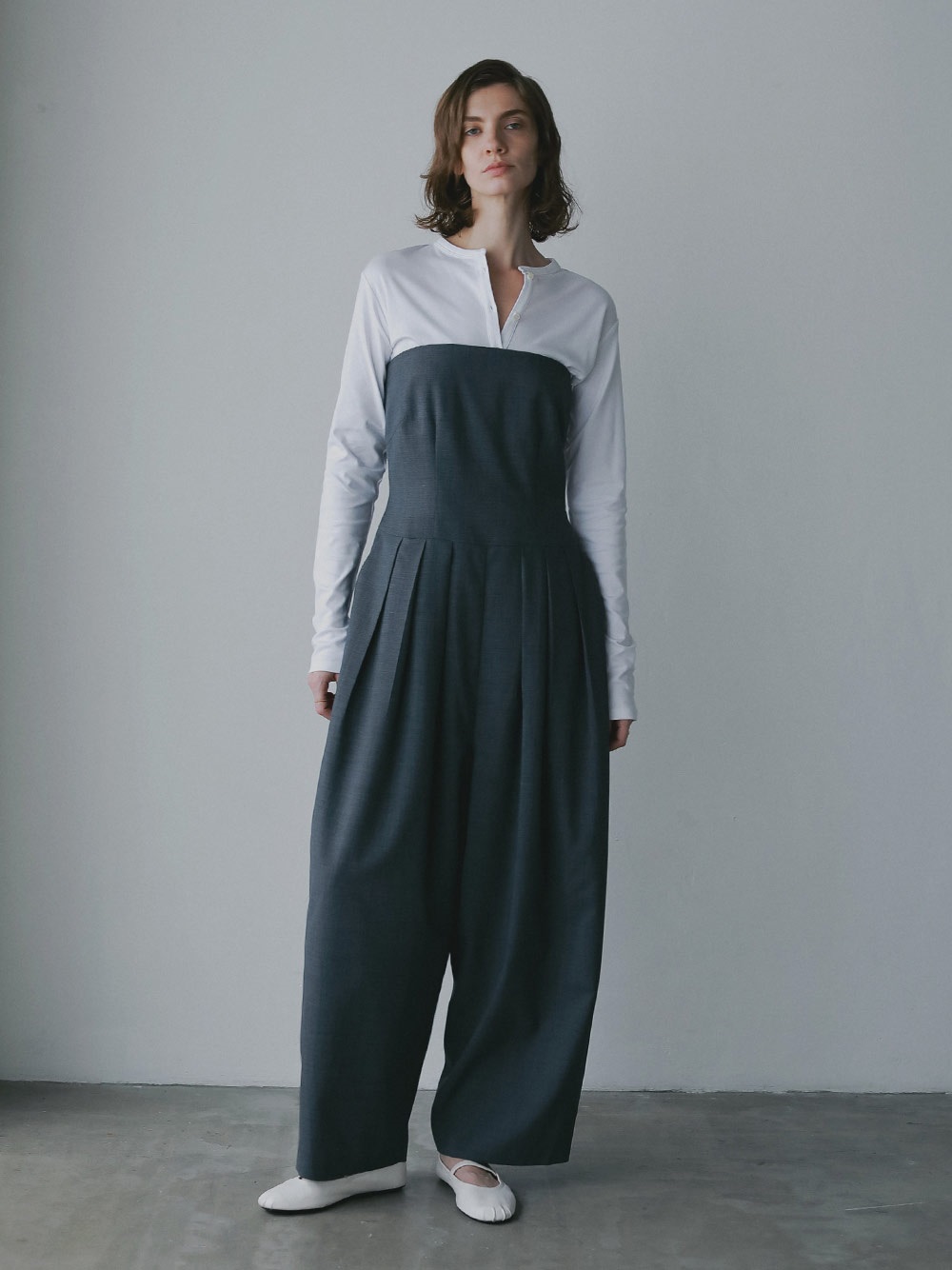 Ｔ／Ｗポプリンオールインワン(10チャコールグレー-１)