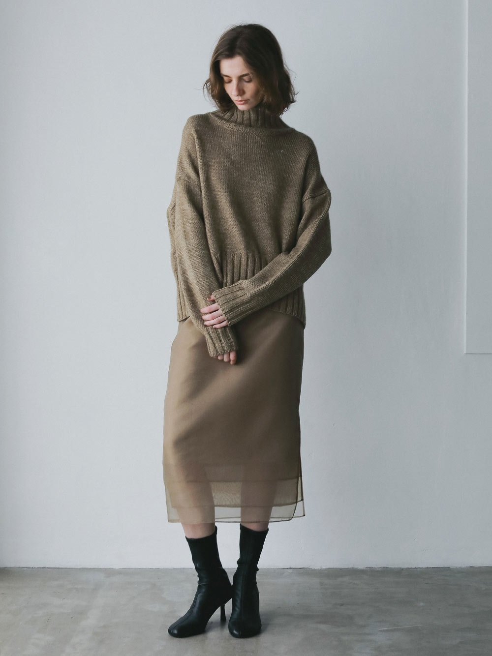 マットオーガンジースカート(82ベージュ-１)