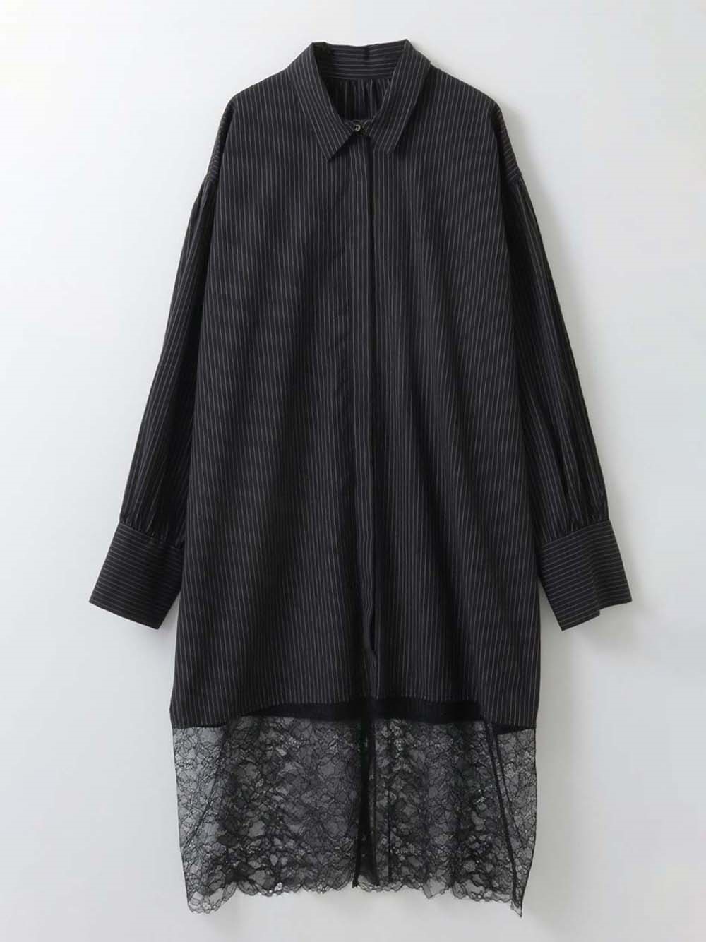 ＜2月5日（木）販売開始＞レースコンビシャツワンピース(00ブラック-フリー)