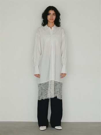 ＜2月5日（木）販売開始＞レースコンビシャツワンピース(01オフホワイト-フリー)