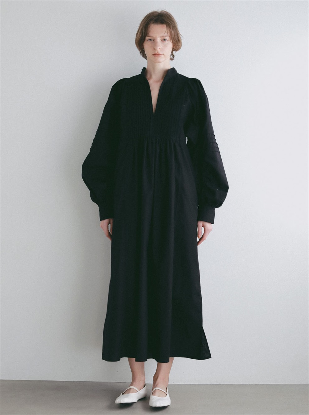 ＜2月下旬発送予定 ＞Li/Cピンタックドレス [Preorder](00ブラック-１)