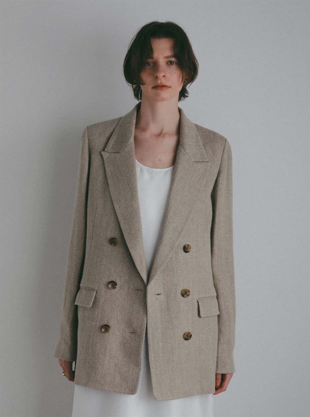 ＜3月上旬発送予定 ＞リネンテーラードジャケット [Preorder](82ベージュ-フリー)