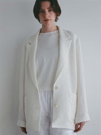 ＜3月19日（木）販売開始＞リネンワッフルシングルジャケット(01オフホワイト-フリー)