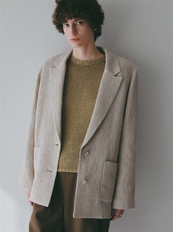 ＜3月19日（木）販売開始＞リネンワッフルシングルジャケット(82ベージュ-フリー)