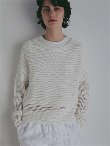 ＜3月19日（木）販売開始＞ニットメッシュプルオーバー(01オフホワイト-フリー)