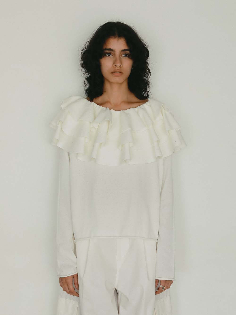 ＜2月下旬発送予定 ＞フレアカラーニットプルオーバー [Preorder](02ホワイト-フリー)