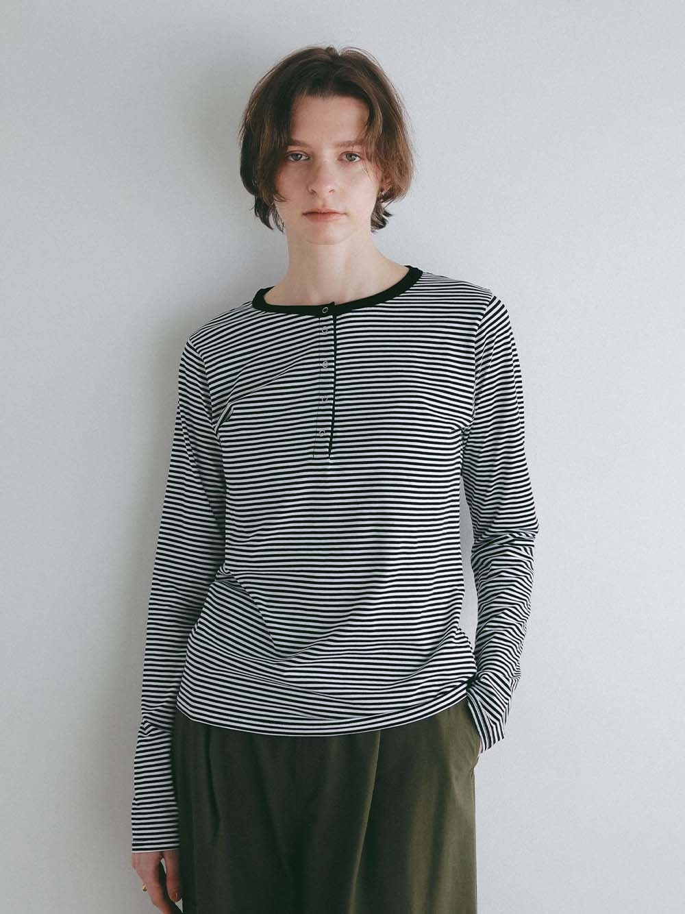 ＜3月5日（木）販売開始＞ヘンリーネックボーダーカットプルオーバー