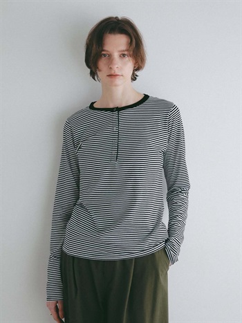 ＜3月5日（木）販売開始＞ヘンリーネックボーダーカットプルオーバー