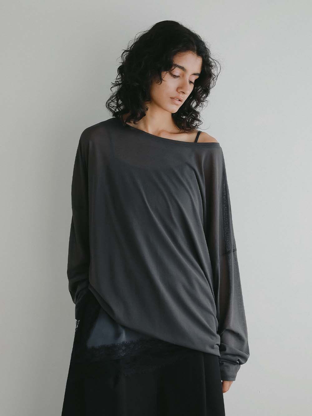 ＜1月22日（木）販売開始＞シアービッグシルエットプルオーバー(10チャコールグレー-フリー)