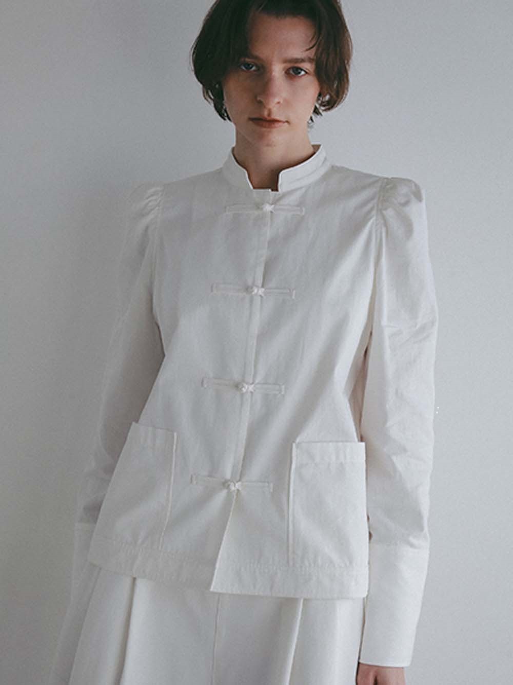 コットンリネンチャイナブラウス [Preorder](02ホワイト-フリー)