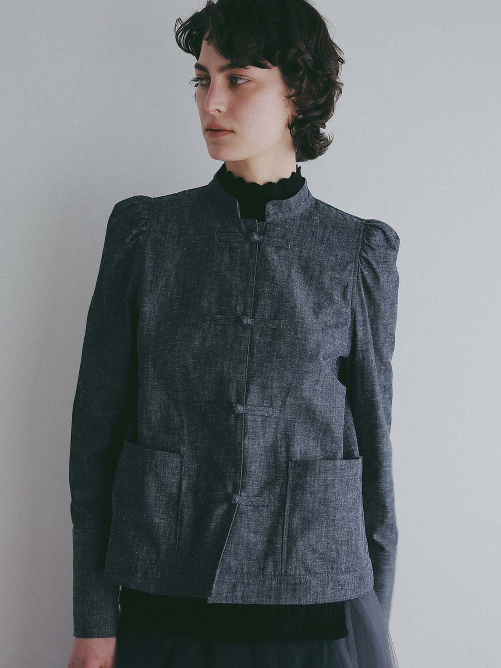 コットンリネンチャイナブラウス [Preorder](70ネイビー-フリー)