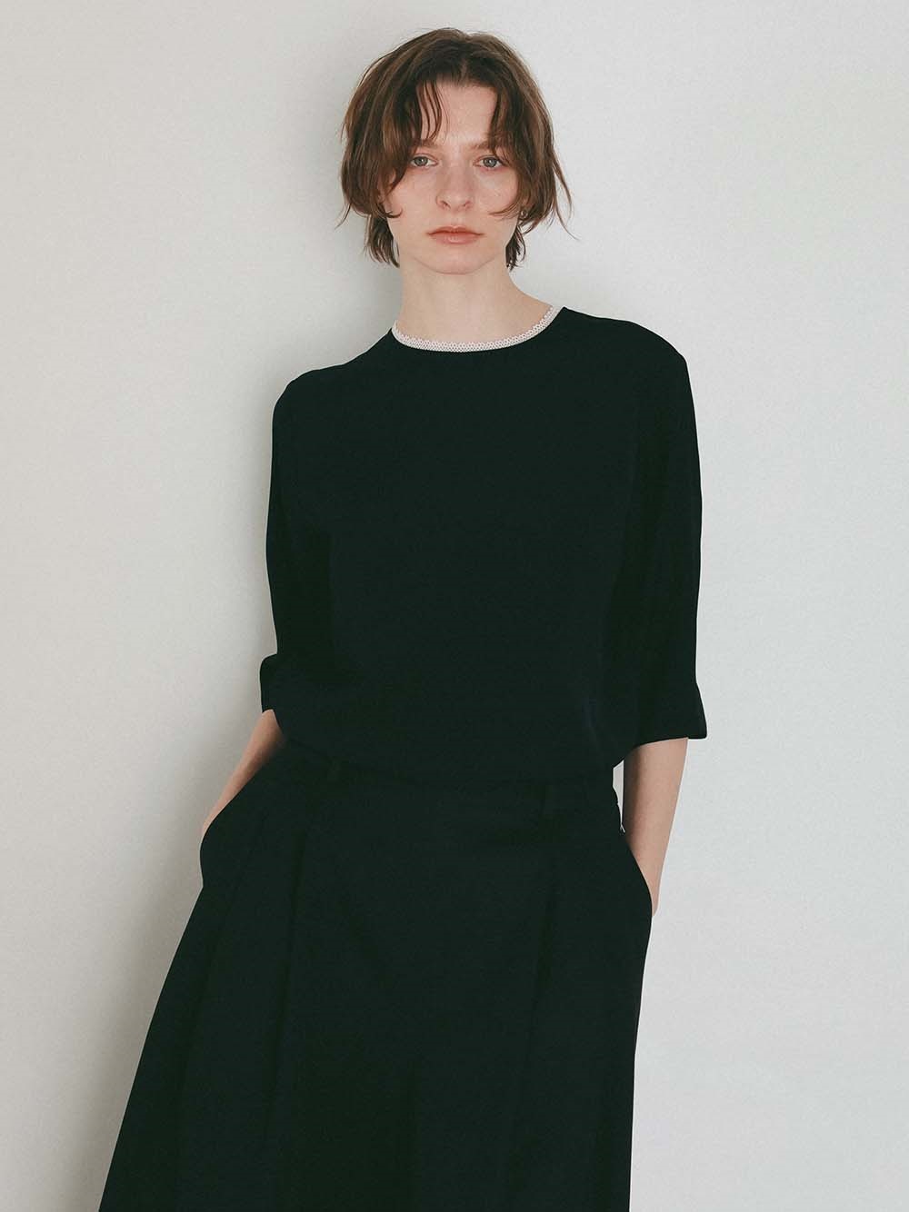 ＜2月5日（木）販売開始＞レーストリムブラウス(00ブラック-フリー)