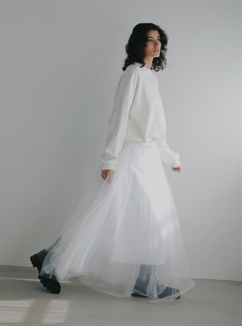 ＜2月中旬発送予定 ＞Aラインチュールスカート [Preorder](02ホワイト-１)