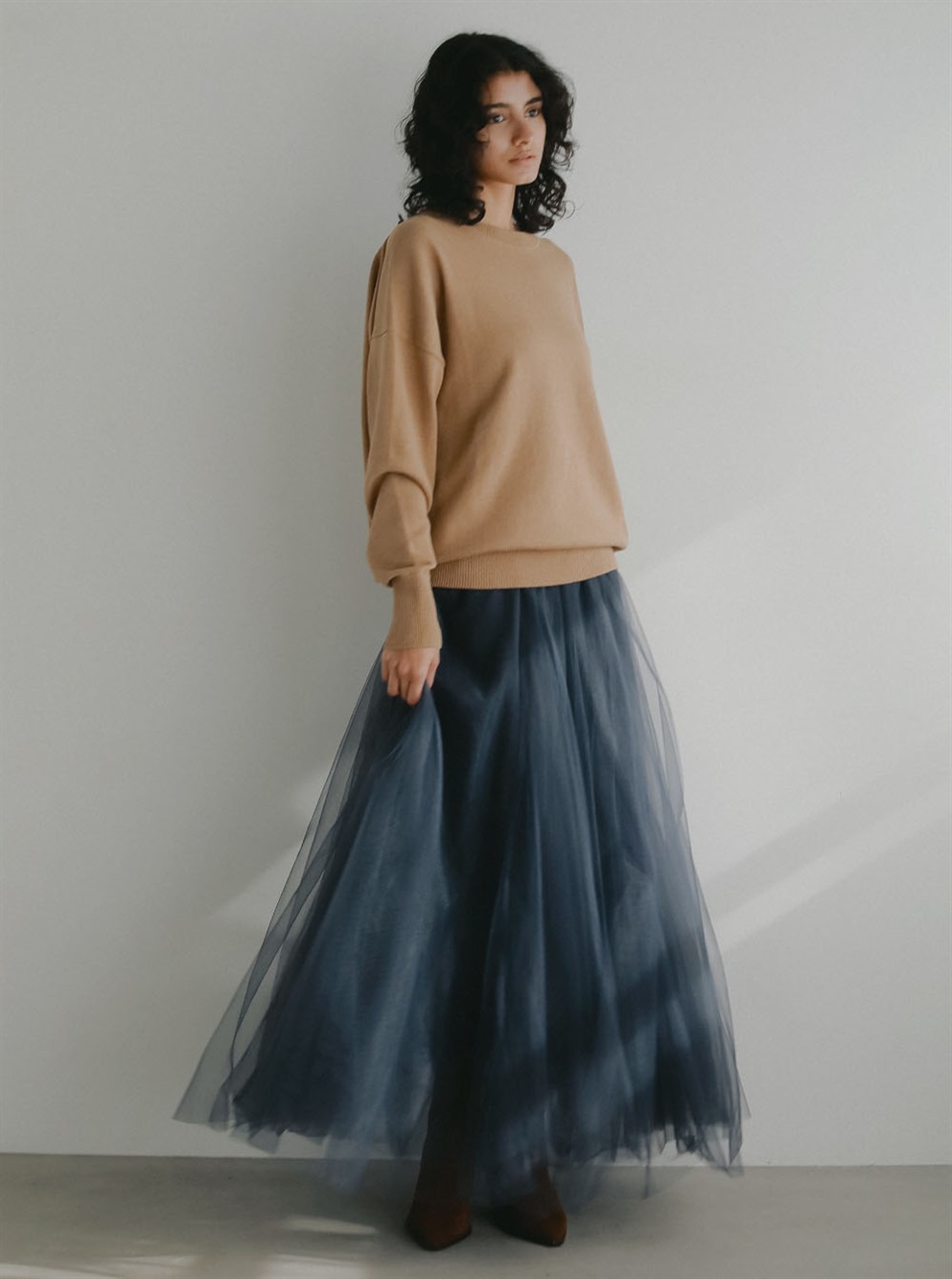 ＜2月下旬発送予定 ＞Aラインチュールスカート [Preorder](10チャコールグレー-１)