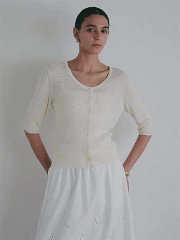 ＜4月16日（木）販売開始＞リネン混リブカーデ(01オフホワイト-フリー)