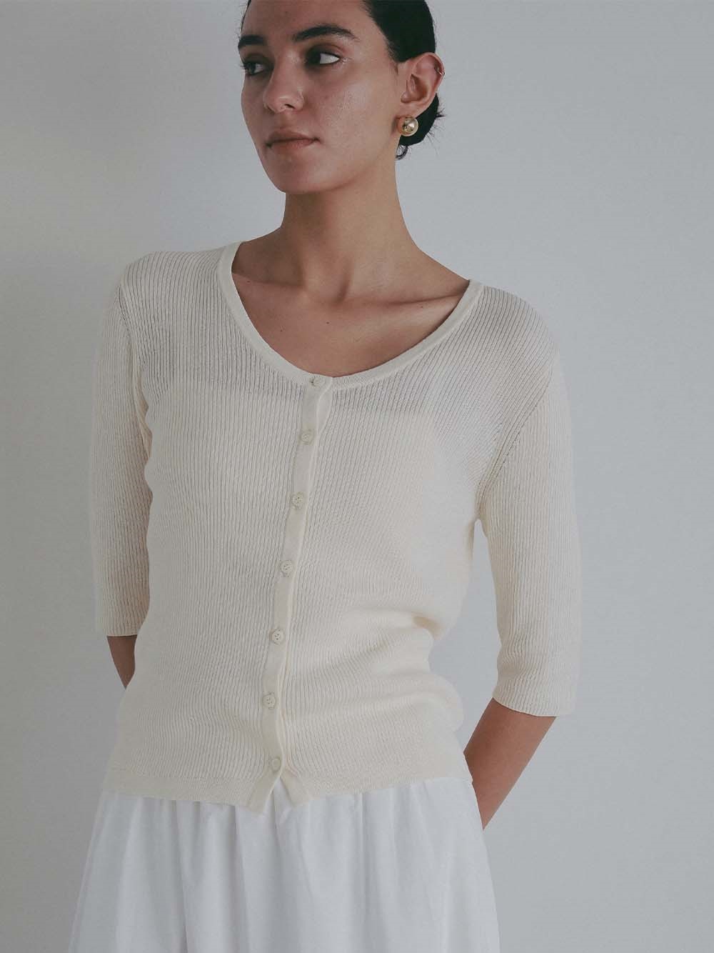 ＜4月16日（木）販売開始＞リネン混リブカーデ