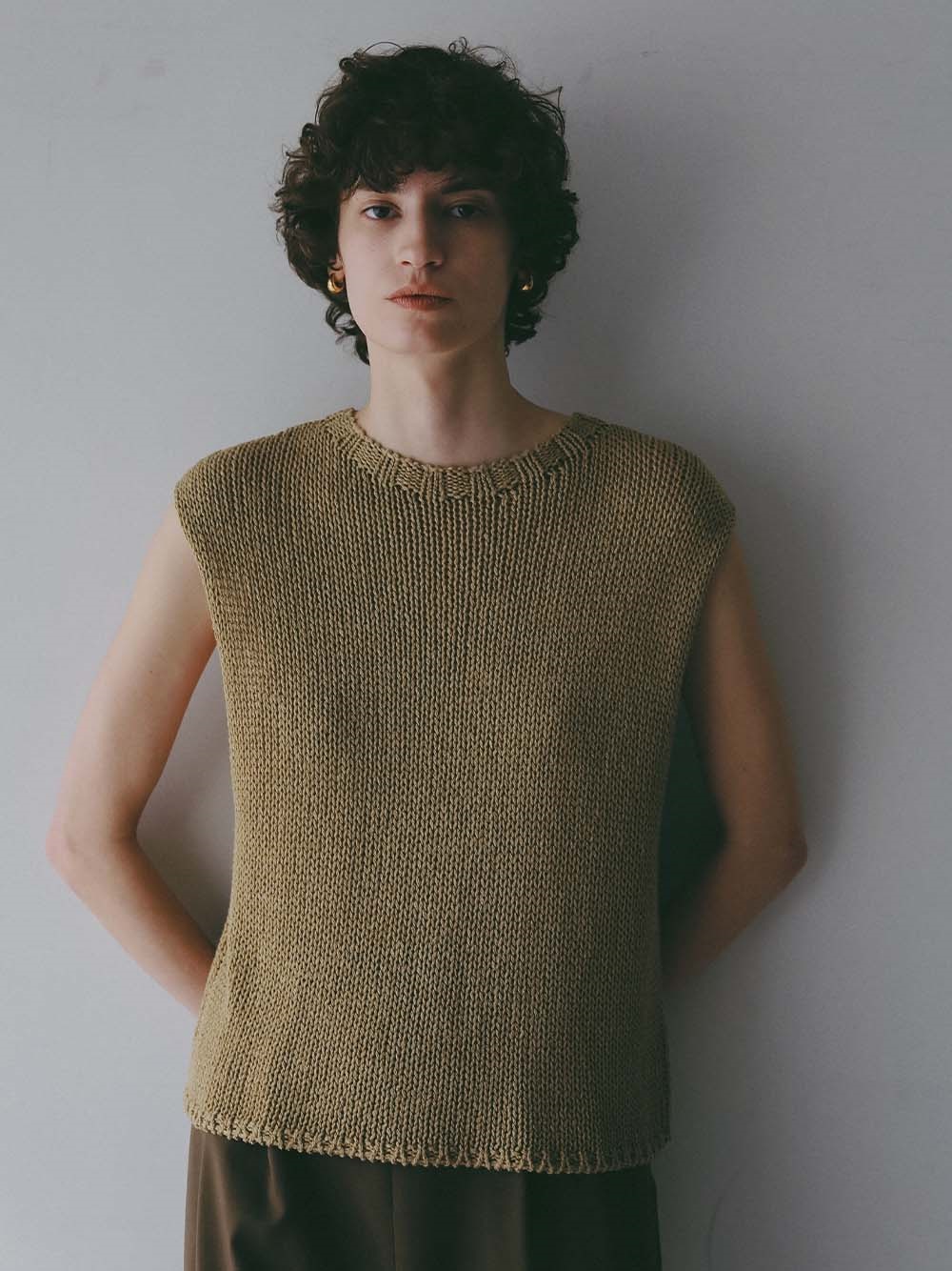 ＜4月9日（木）販売開始＞リネンミックスローゲージベスト(82ベージュ-フリー)