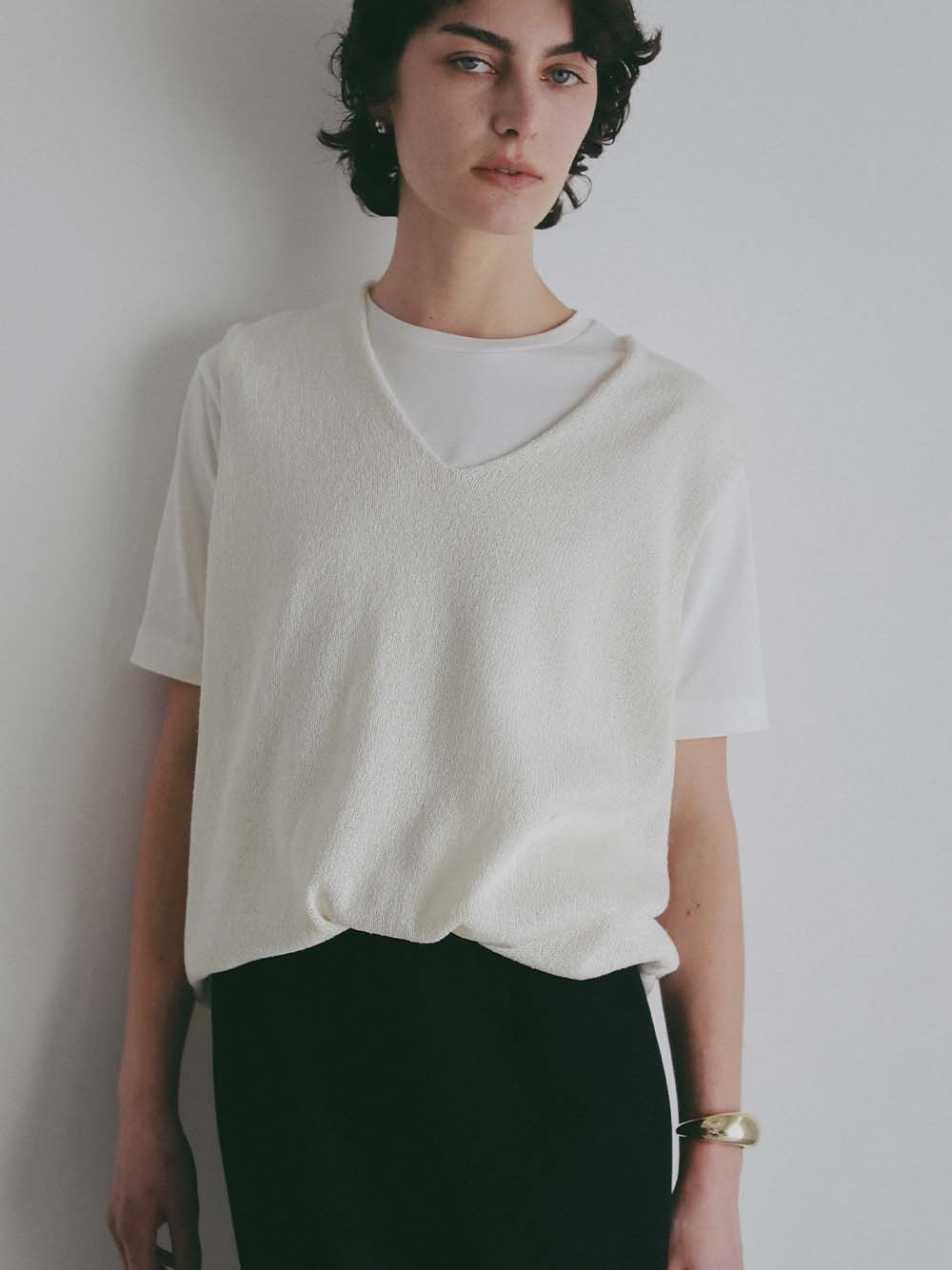 ＜4月30日（木）販売開始＞シルクブレンドペーパーヤーンＶプルオーバー(01オフホワイト-フリー)