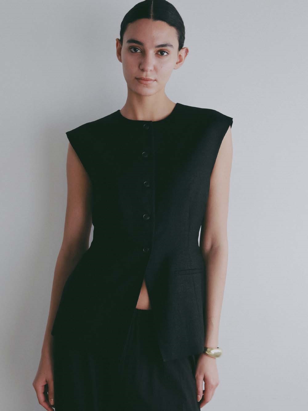 ＜予約＞リネンライクジレ(00ブラック-フリー-[Preorder] 5月上旬頃のお届け)