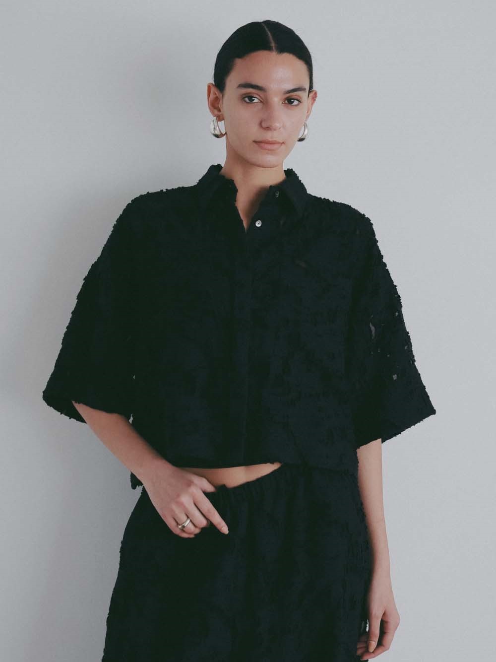 カットジャガードショートシャツ [Preorder](00ブラック-フリー)