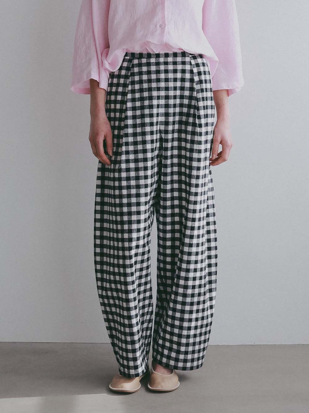 ＜4月16日（木）販売開始＞プリントカーブパンツ(94チェック-１)