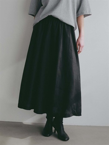 ＜4月9日（木）販売開始＞リネンフレアスカート(00ブラック-２)