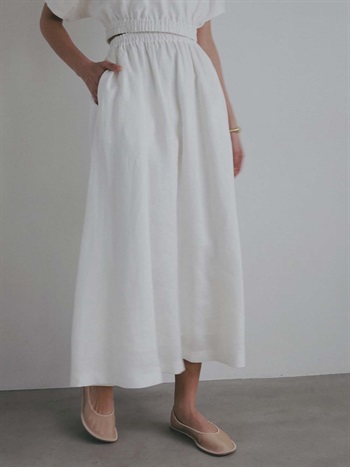 ＜4月9日（木）販売開始＞リネンフレアスカート(01オフホワイト-２)