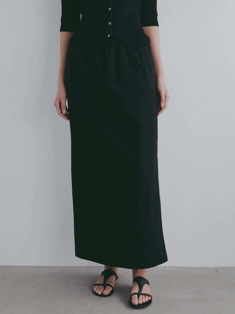 ＜4月30日（木）販売開始＞コットンリネンサイドスリットスカート(00ブラック-１)