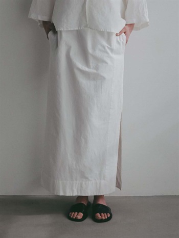 ＜4月30日（木）販売開始＞コットンリネンサイドスリットスカート(02ホワイト-１)