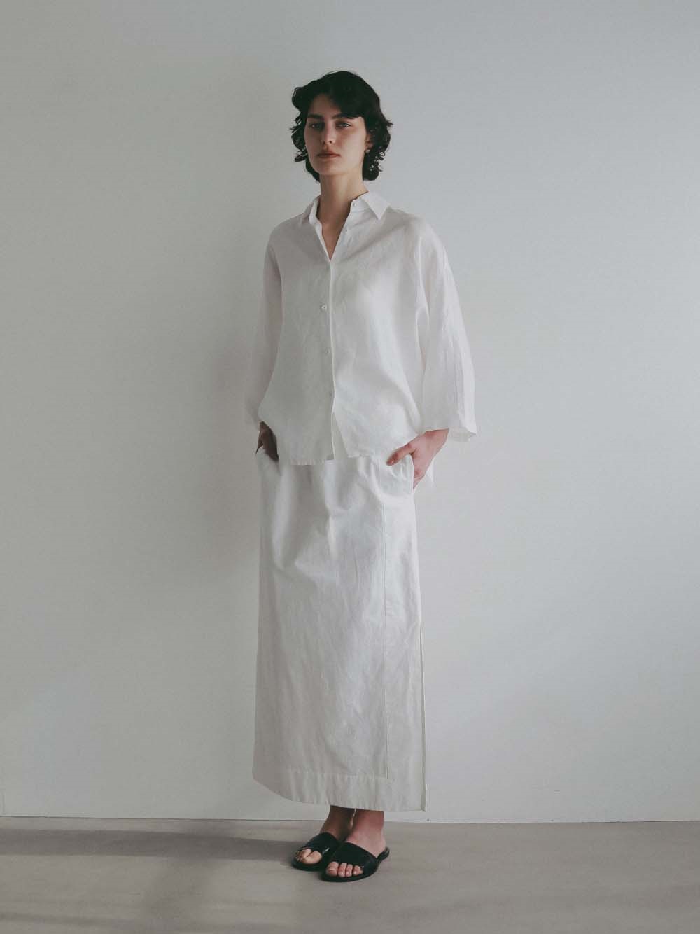 ＜4月30日（木）販売開始＞コットンリネンサイドスリットスカート