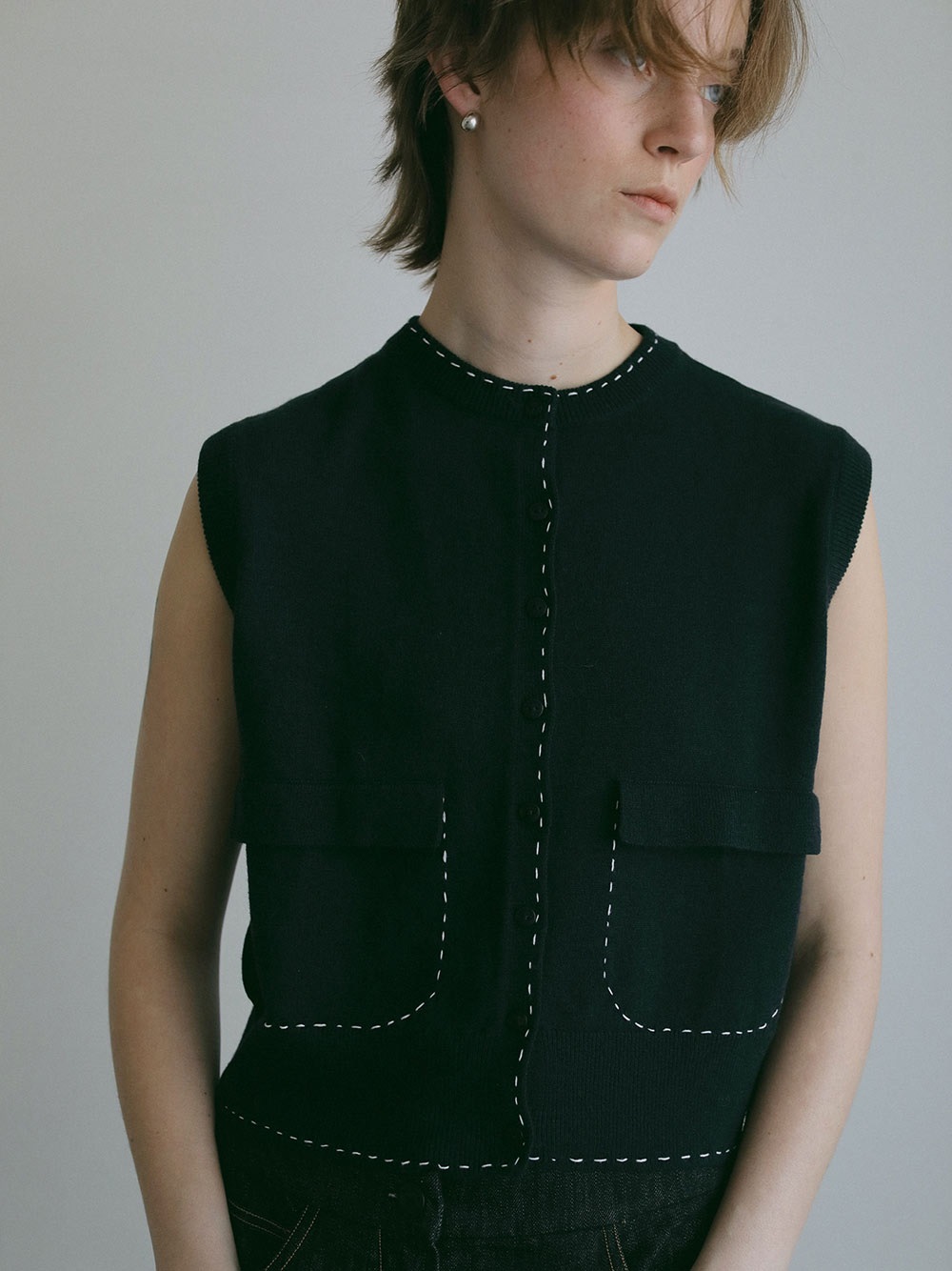 CORDERA STITCHED VEST [Preorder](70ネイビー-フリー)