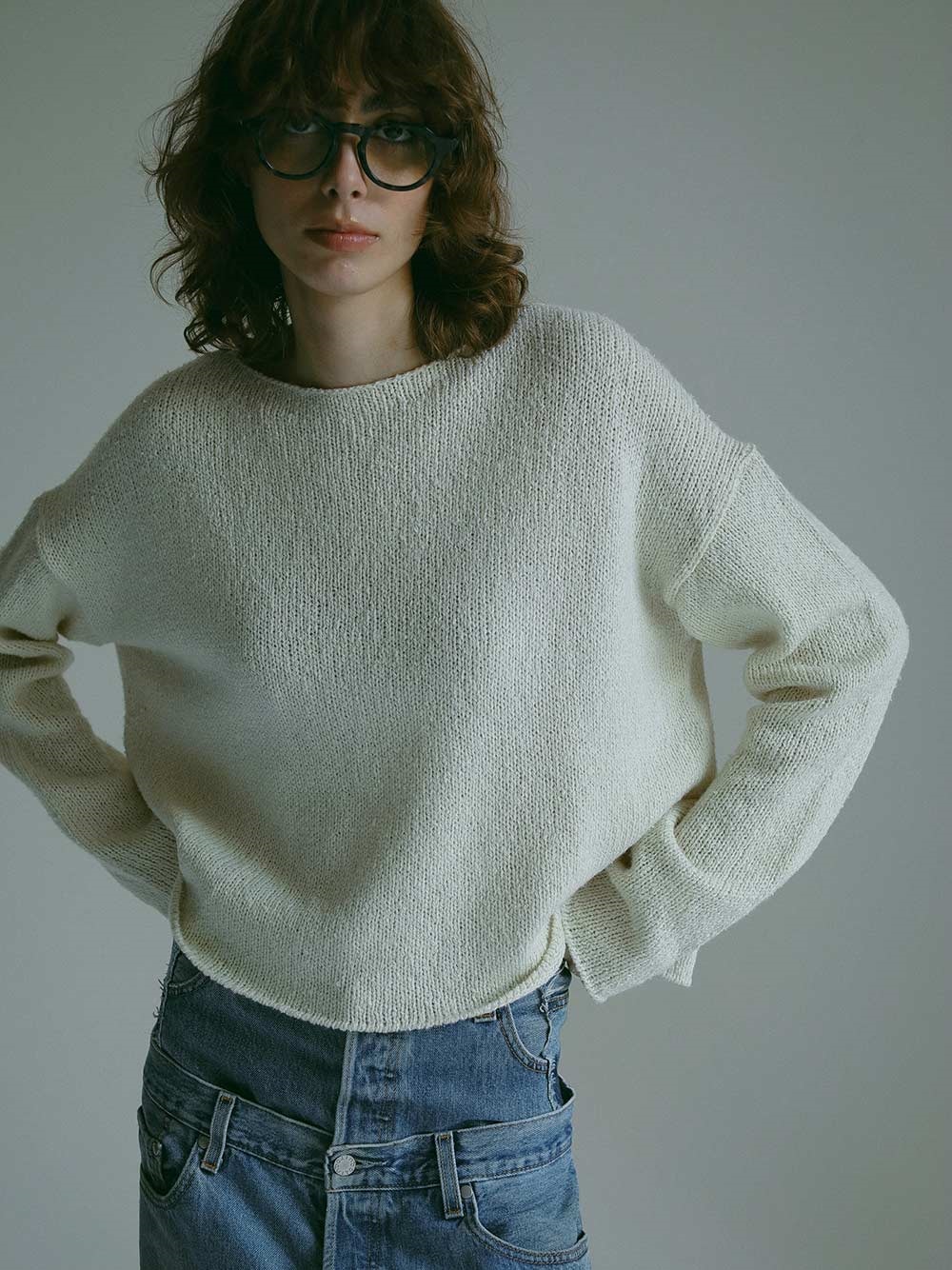 YLEVE WOOL SILK KNIT PO(02ホワイト-１)