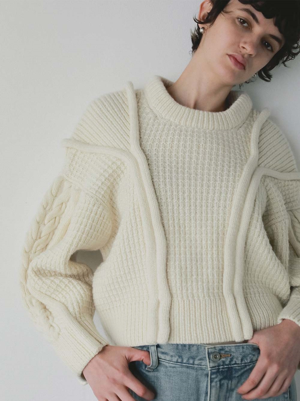 Uca hand-knit slit gusset [Preorder](02ホワイト-フリー)