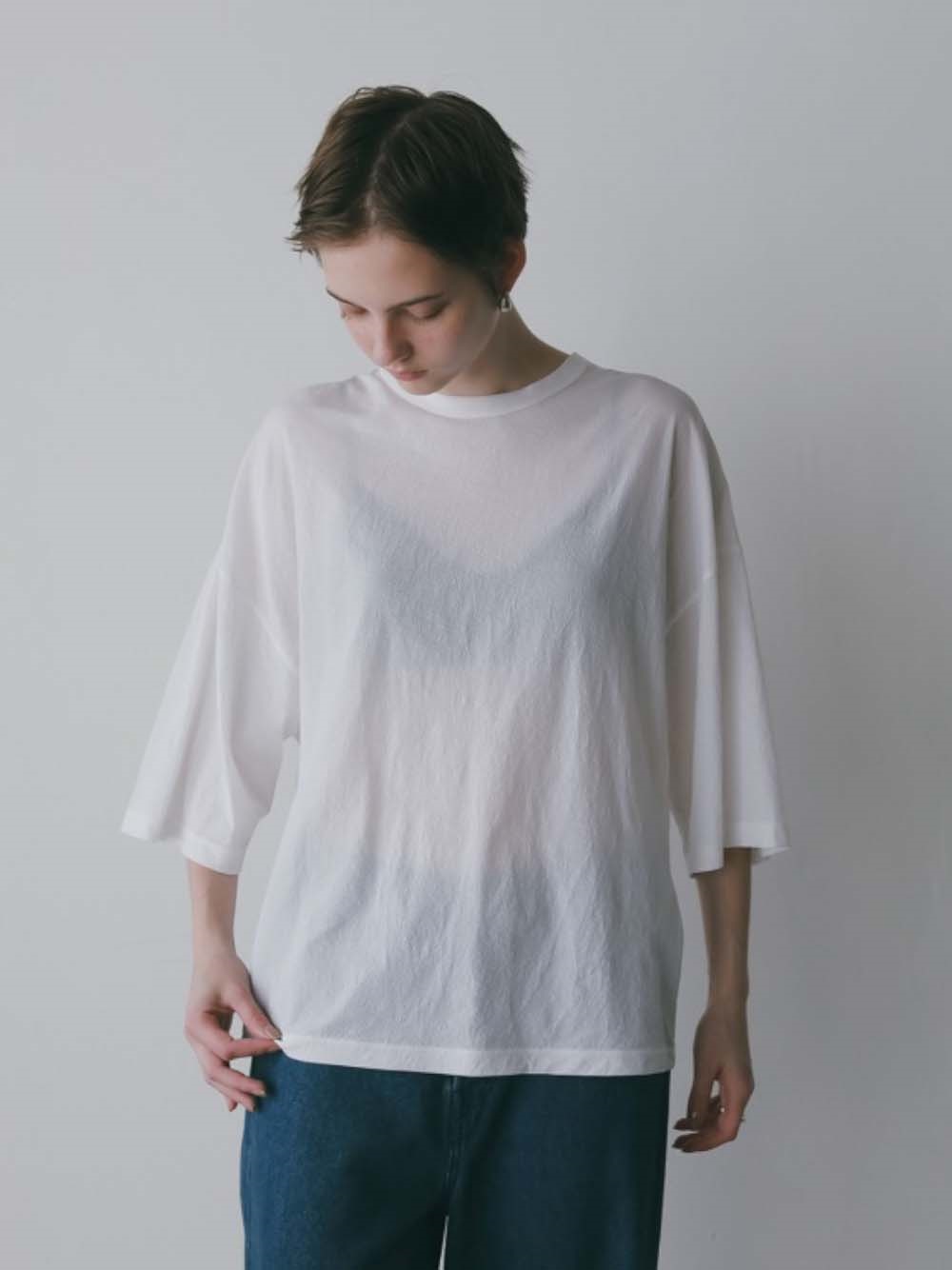 ATON SHRINK FRESCA JERSEY WIDE SLEEVE T-SHIRT [Preorder](02ホワイト-２)